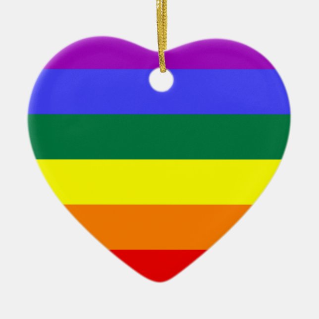 LGBT Pride Colours Ceramic Ornament (Front)