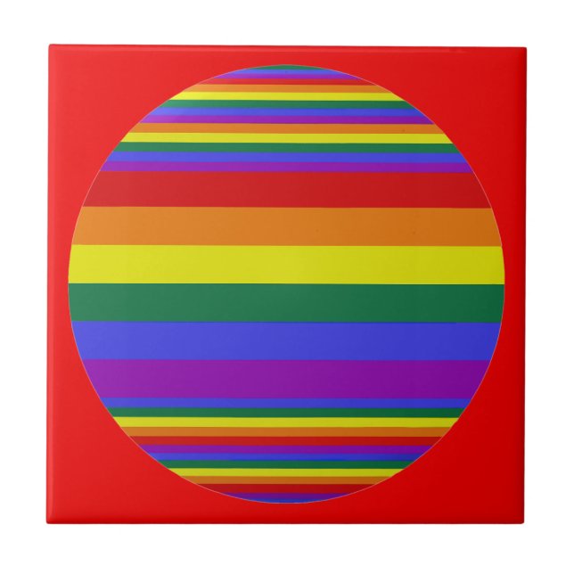 LGBT Pride Colours  Ceramic Tile (Front)