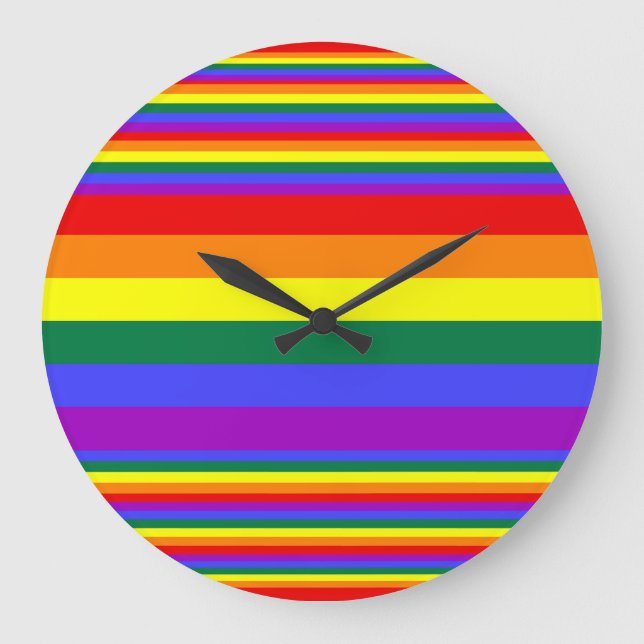 LGBT Pride Colours  Large Clock (Front)