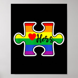 Lgbt Pride Couple Valentine Lesbian Hers Rainbow P Poster