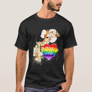 Lgbt Pride Daddy Giraffe Rainbow Heart Proud Dad F T-Shirt