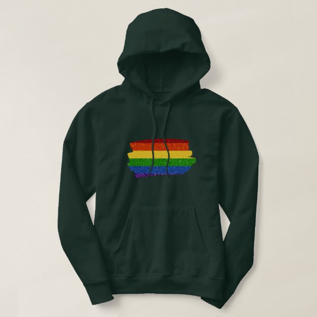 LGBT Pride Flag Rainbow Glitter Scribble Hoodie (Design Front)