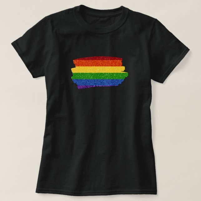 LGBT Pride Flag Rainbow Glitter Scribble T-Shirt (Design Front)