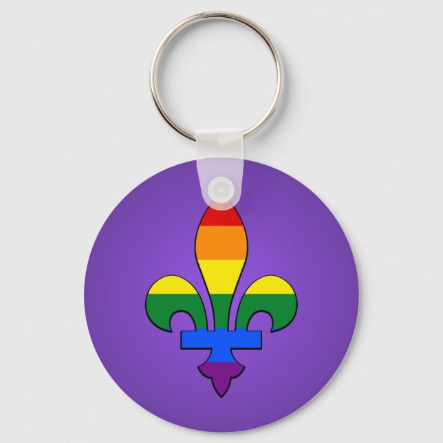 LGBT pride fleur-de-lis Keychain (Front)