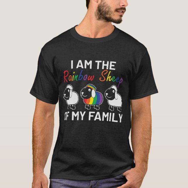 LGBT Pride Funny Rainbow Sheep Saying Modern T-Shirt (Front)