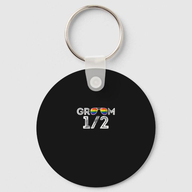 LGBT Pride Gay Bachelor Party Groom 1 Engagement C Key Ring (Front)