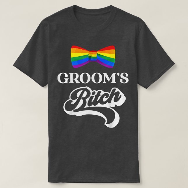 LGBT Pride Gay Bachelor Party Grooms Engagement  T-Shirt (Design Front)