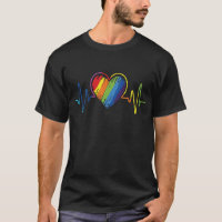 LGBT Pride Gay Lesbian Modern Rainbow Heartbeat