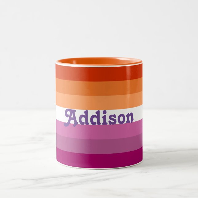 LGBT Pride Gay Lesbian Personalised Name Two-Tone Coffee Mug (Center)