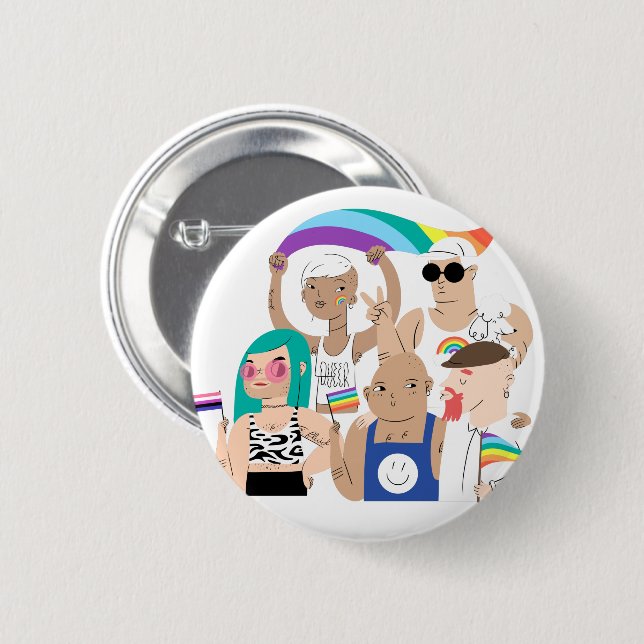 LGBT+Pride. GAY love. Rainbow flag.       6 Cm Round Badge (Front & Back)