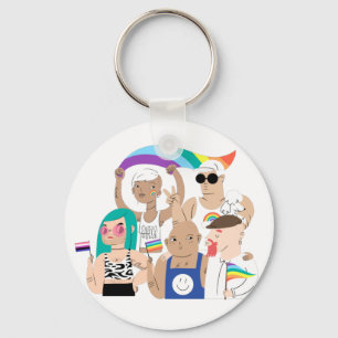 LGBT+Pride. GAY love. Rainbow flag. Key Ring