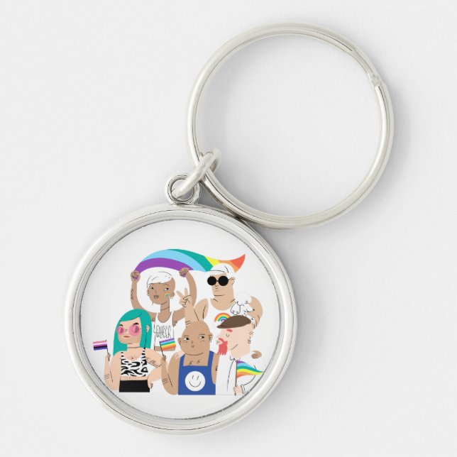 LGBT+Pride. GAY love. Rainbow flag.           Key Ring (Front)