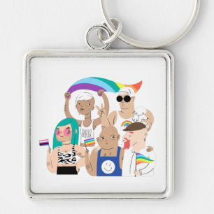 LGBT+Pride. GAY love. Rainbow flag. Keyc Key Ring