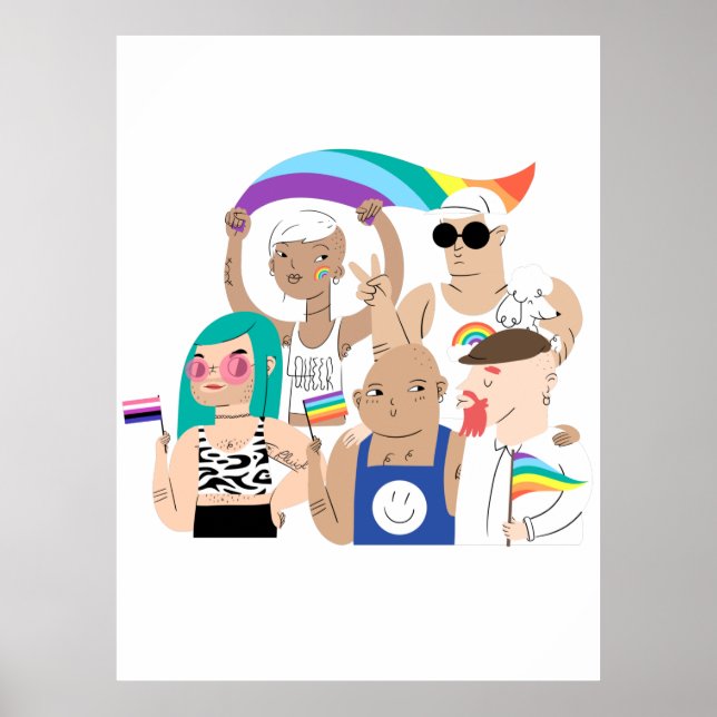 LGBT+Pride. GAY love. Rainbow flag.      Poster (Front)