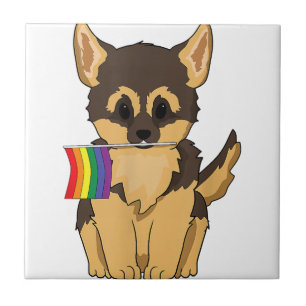 LGBT Pride German Shepherd Dog rainbow flag Gay Le Ceramic Tile