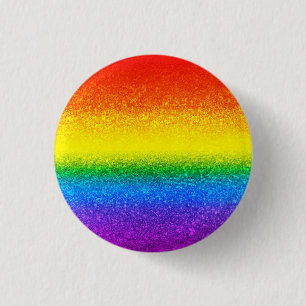LGBT Pride Glitter Rainbow Striped Button