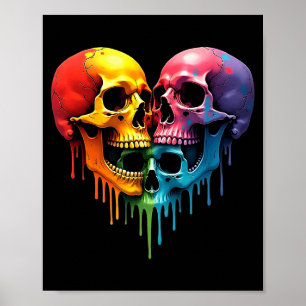 Lgbt Pride Halloween Horror Skeleton Skull Rainbow Poster