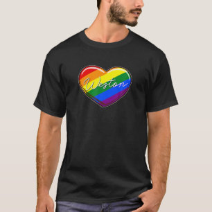 LGBT Pride Heart - First Name "Weston" Rainbow Hea T-Shirt