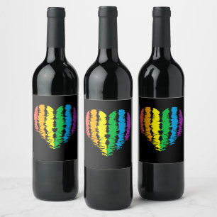 LGBT+pride. Heart rainbow. Heart Wine Label