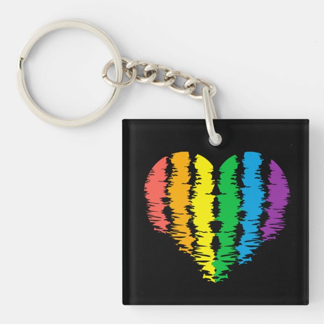 LGBT+pride. Heart rainbow.         Keychain (Front)
