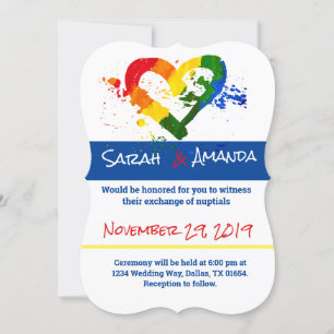 LGBT Pride Heart Wedding Invitation