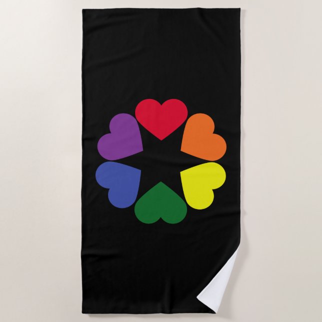LGBT pride hearts Beach Towel (Front)