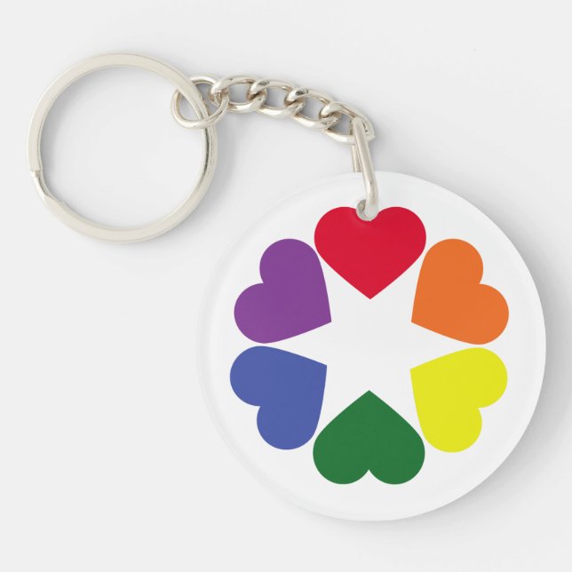 LGBT pride hearts Key Ring (Front)