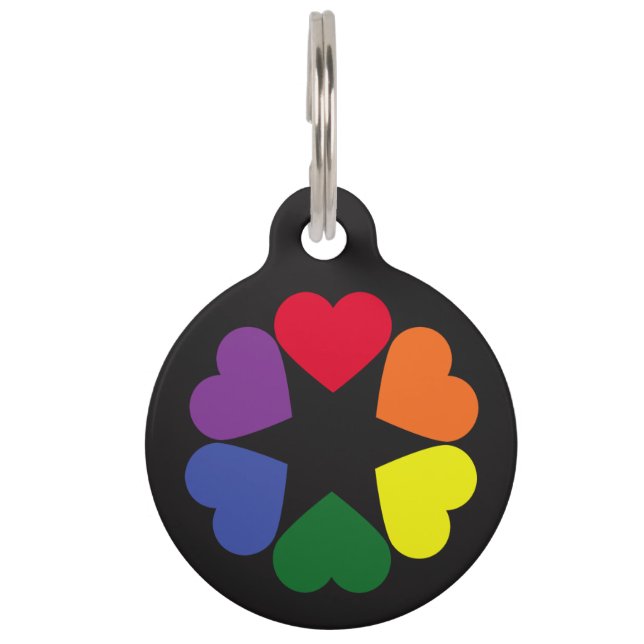 LGBT pride hearts Pet Tag (Front)