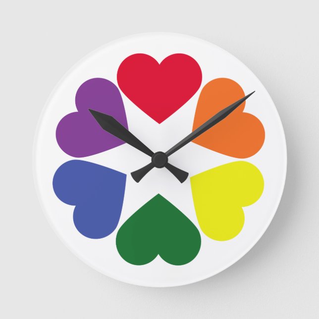 LGBT pride hearts Round Clock (Front)