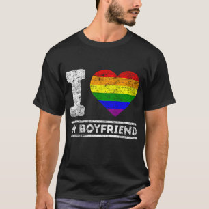 LGBT Pride I Love My Boyfriend Rainbow Support Fam T-Shirt