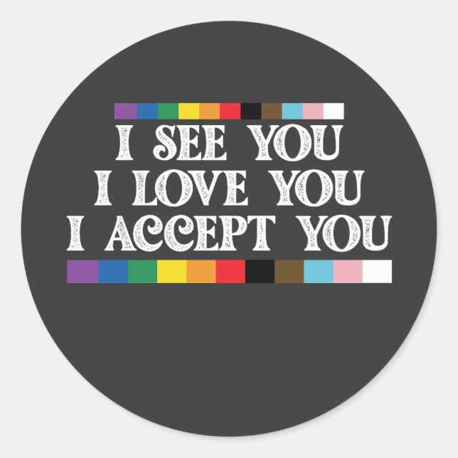 LGBT Pride I See Love Accept You Support Classic Round Sticker (Front)