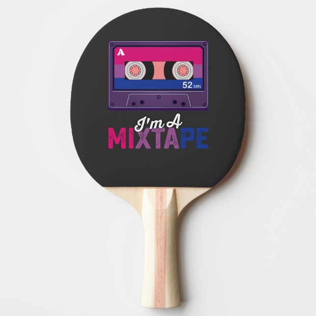 LGBT Pride Im A Mixtape Cassette Bi Ping Pong Paddle (Front)
