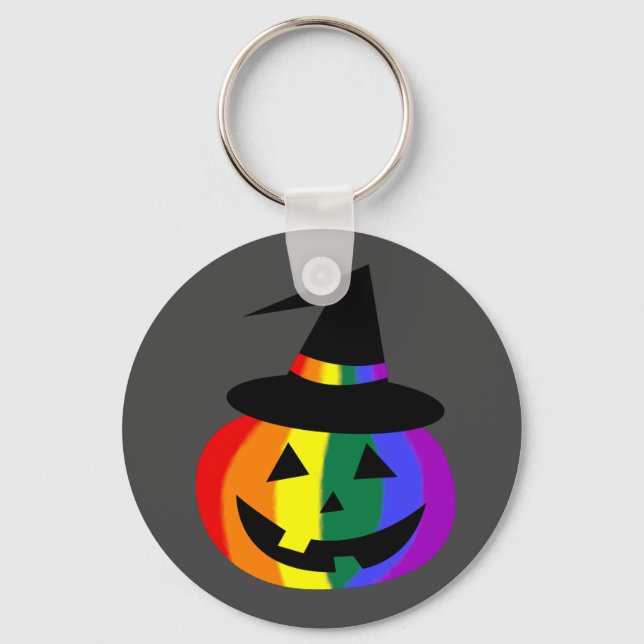 LGBT+ Pride Jack-O'-Lantern Keychain (Front)