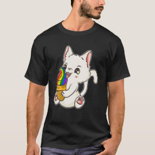 LGBT Pride Kawaii Japanese Anime Cat Ice Cream T-Shirt