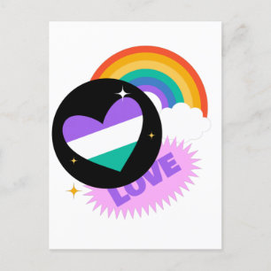 LGBT+Pride. Love. Heart rainbow. Postcard