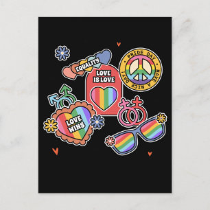 LGBT+pride. Love is love, equality, Pride day. Postcard