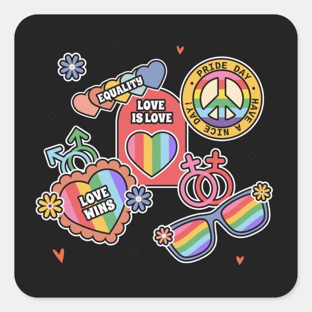 LGBT+pride. Love is love, equality, Pride day. Square Sticker (Front)