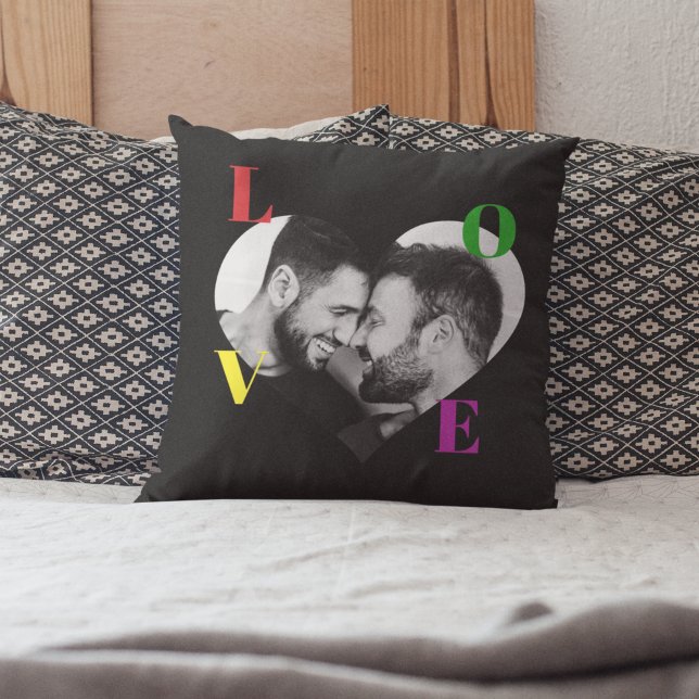 LGBT Pride LOVE Letters Black & White Photo Custom Cushion (Creator Uploaded)