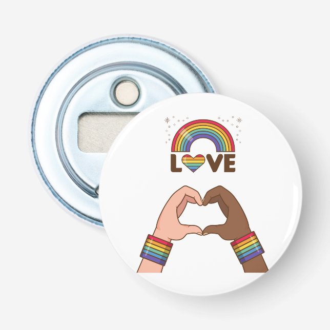 LGBT+Pride. Love rainbow. Heart.  Bottle Opener (Front)
