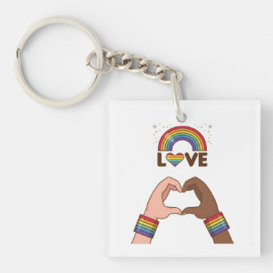 LGBT+Pride. Love rainbow. Heart. Key Ring