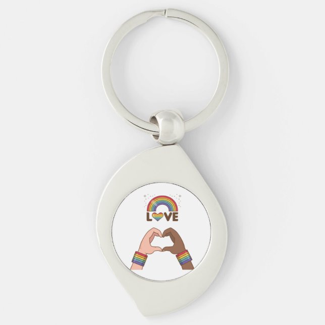 LGBT+Pride. Love rainbow. Heart.  Keychain (Front)