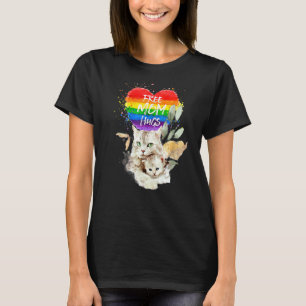 Lgbt Pride Mama Cat And Kitten Free Mum Hugs Mothe T-Shirt