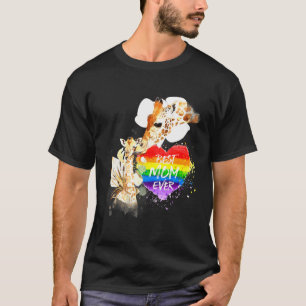 Lgbt Pride Mama Giraffe Rainbow Best Mum Ever Moth T-Shirt
