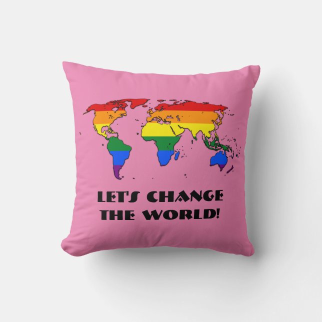 LGBT  Pride Map of The World Throw Pillow (Front)