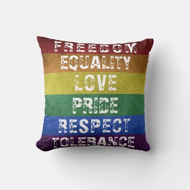 LGBT Pride Modern Rainbow Stripes Flag Cushion (Front)