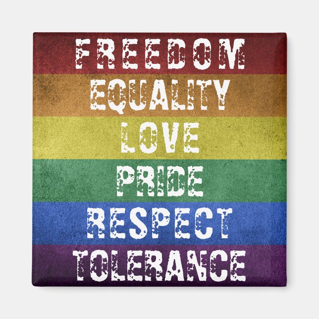 LGBT Pride Modern Rainbow Stripes Flag Magnet (Front)