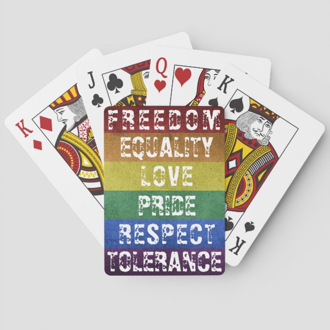 LGBT Pride Modern Rainbow Stripes Flag Playing Cards (Back)