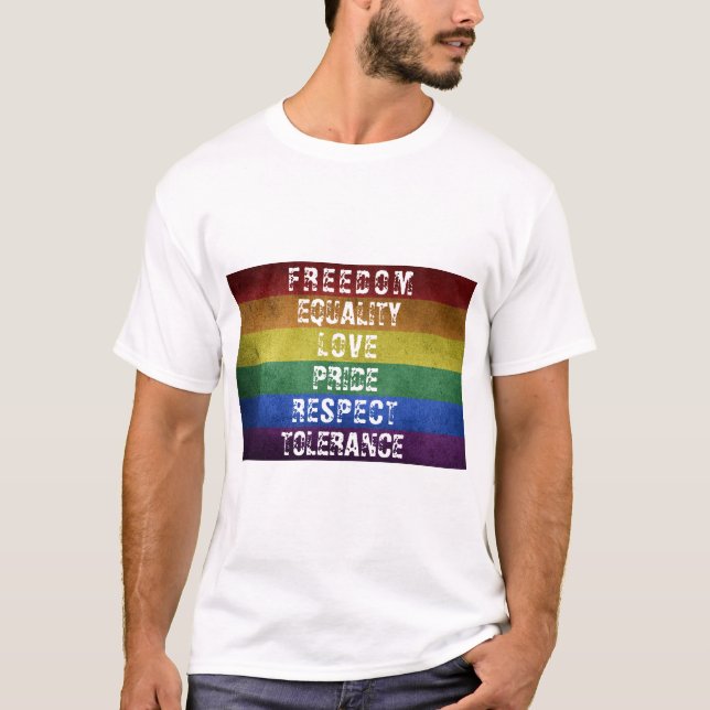 LGBT Pride Modern Rainbow Stripes Flag T-Shirt (Front)