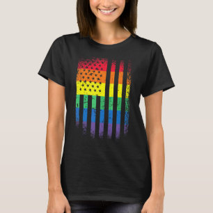 Lgbt Pride Month Support With Rainbow Us American  T-Shirt