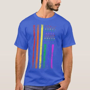 Lgbt Pride Month Support With Rainbow Us American T-Shirt